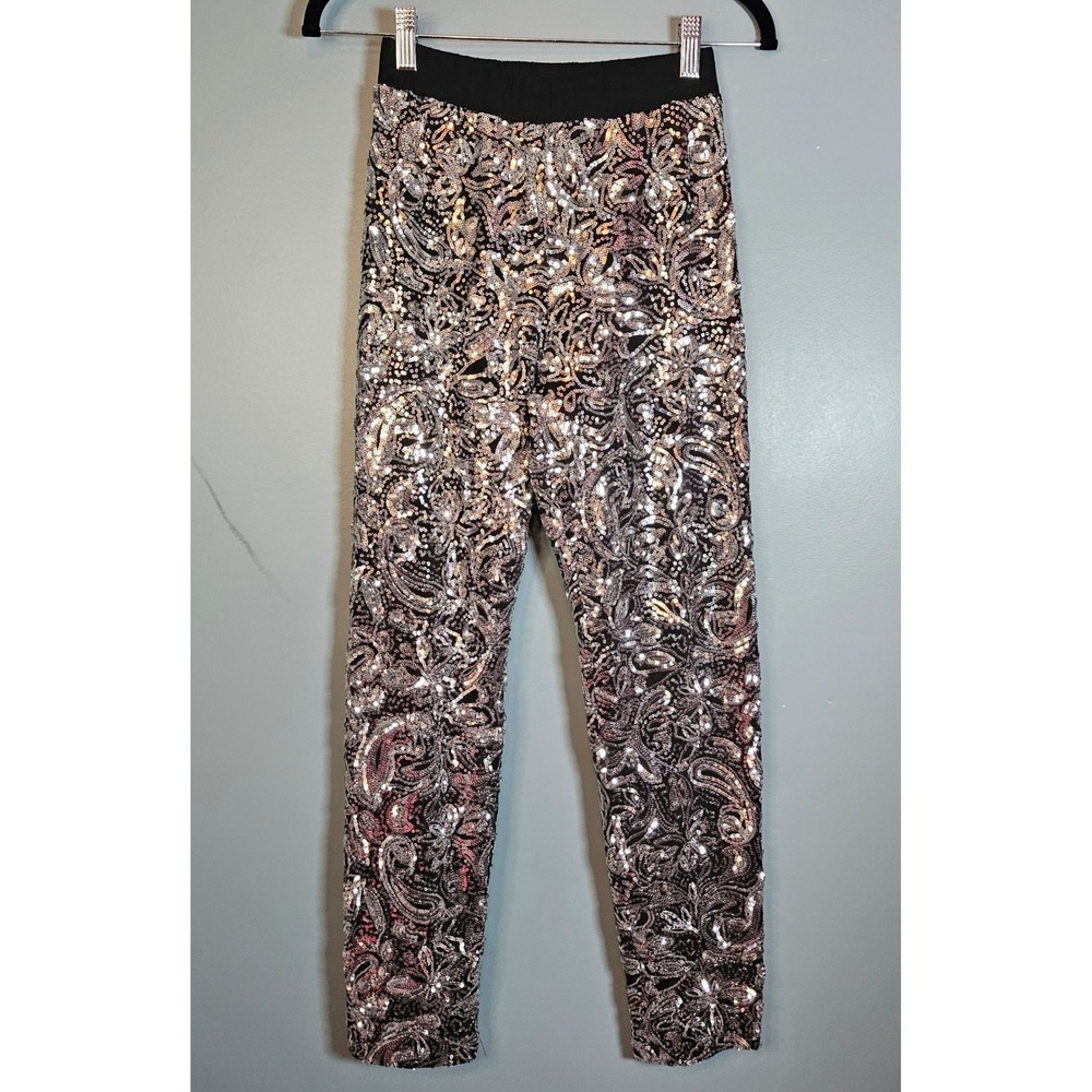 Anthropologie Porridge Womens Pascaline Crisp Silver Sequined Pants XS Party NWT